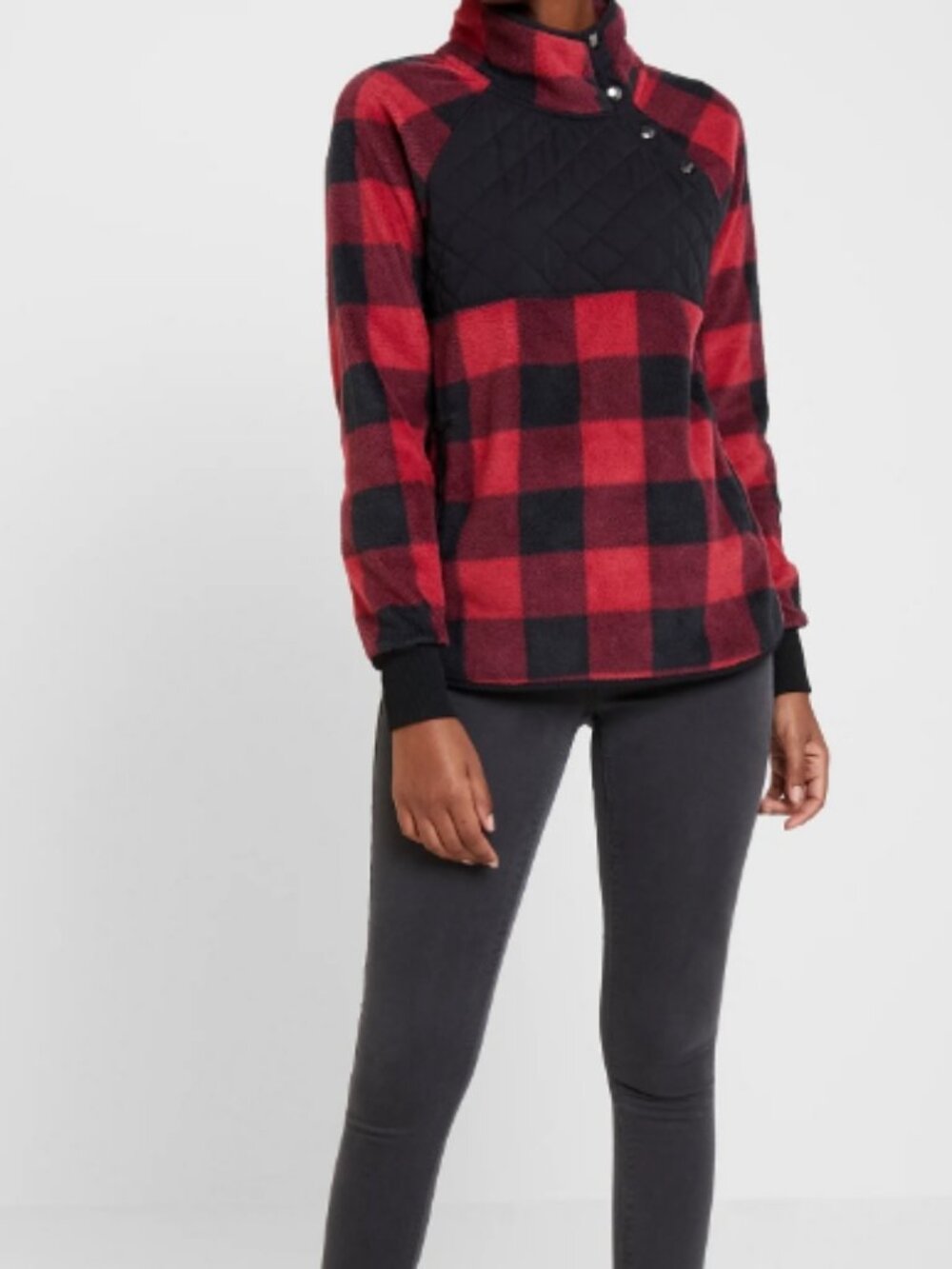 Abercrombie & Fitch Fleece Buffalo Plaid Pullover; EUC; Size XL
